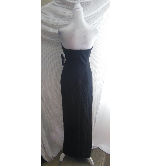 NEW BETSY & ADAM Black STRETCH CREPE Tux Detail STRAPLESS Lapel COLUMN GOWN 10 - Picture 9 of 16